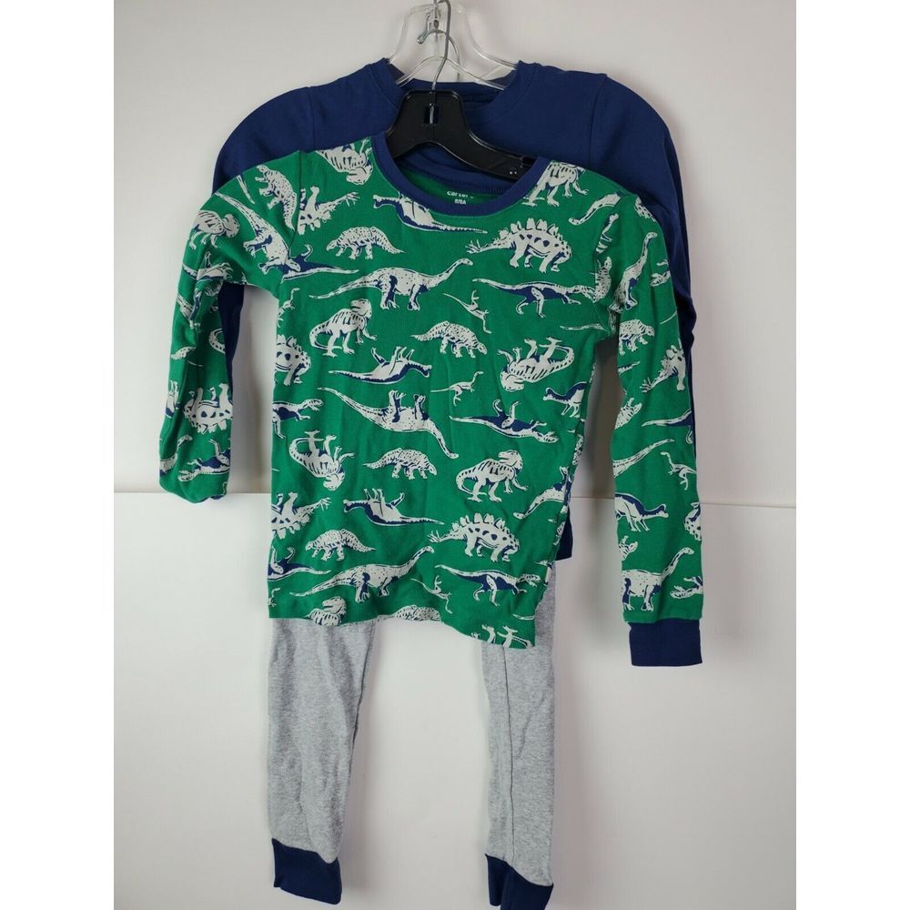 Carter's Boys Dinosaur Pajama Set 2 Shirts‎ & 1 Pant Size 8 Long Sleeve